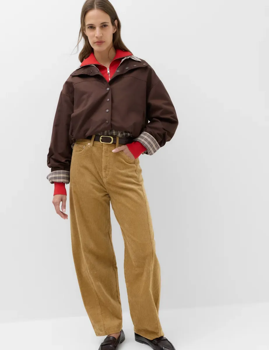 Corduroy Barrel Leg Trousers Spice