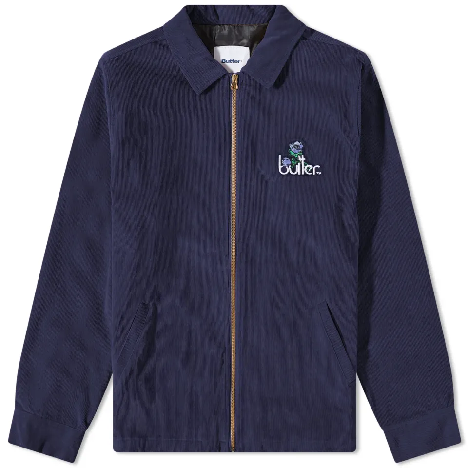 Corduroy Flower Zip Through Jacket