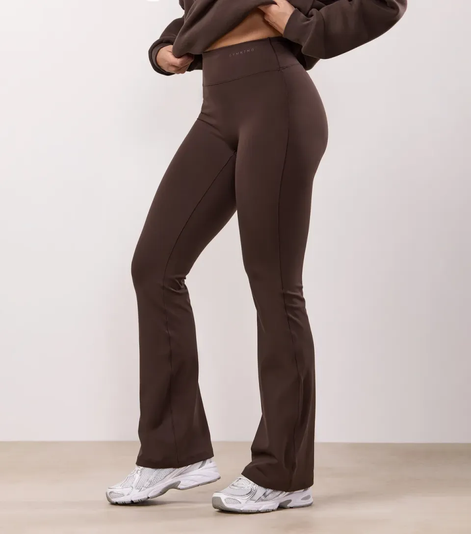 Women's Dark Brown Peach Luxe Flare Trouser