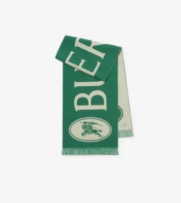 Logo Wool Scarf in Tennis green