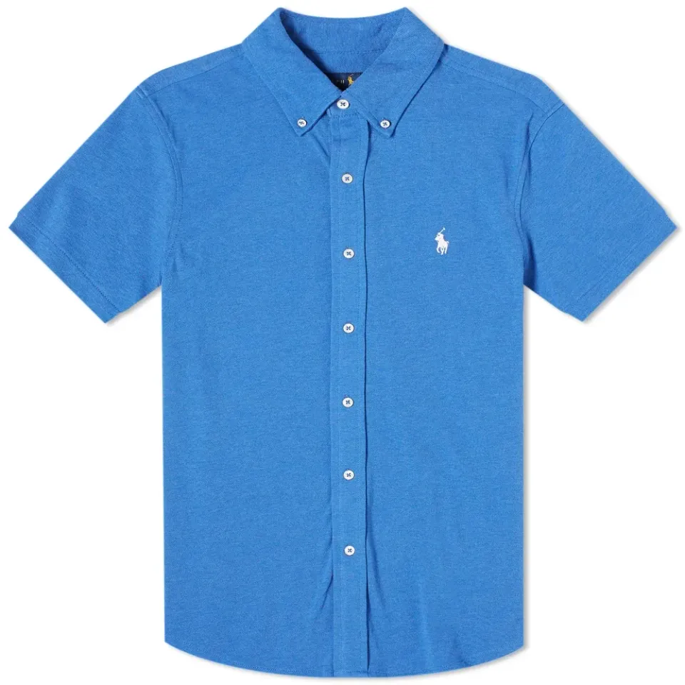 Short Sleeve Pique Button Down Shirt
