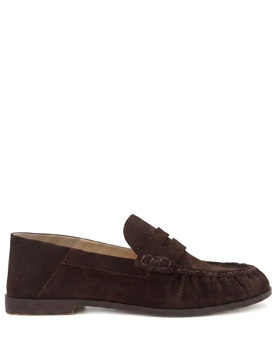 Leather Penny Strap Flat Loafers
