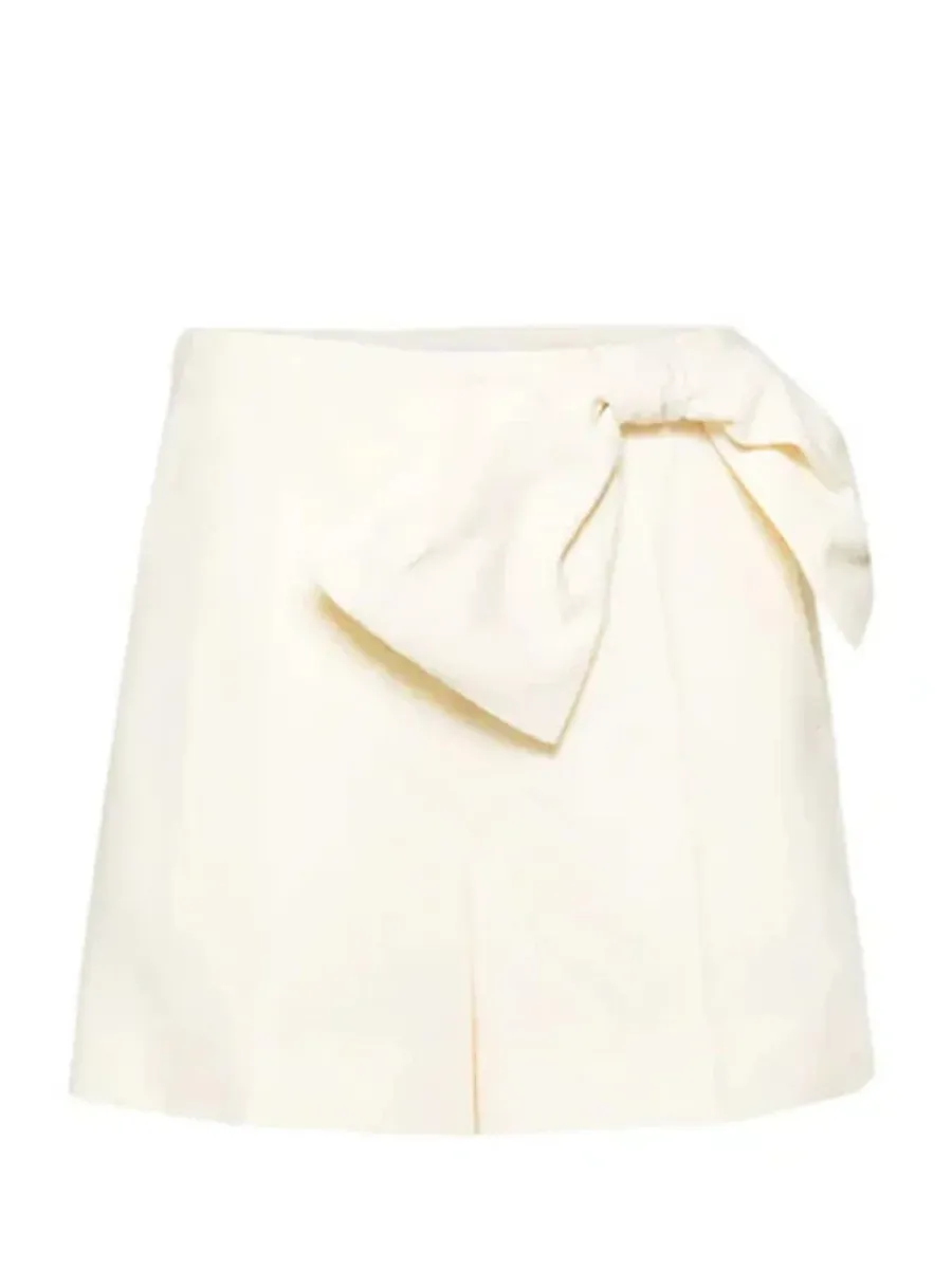 Bow Detail Linen Shorts Coconut Milk