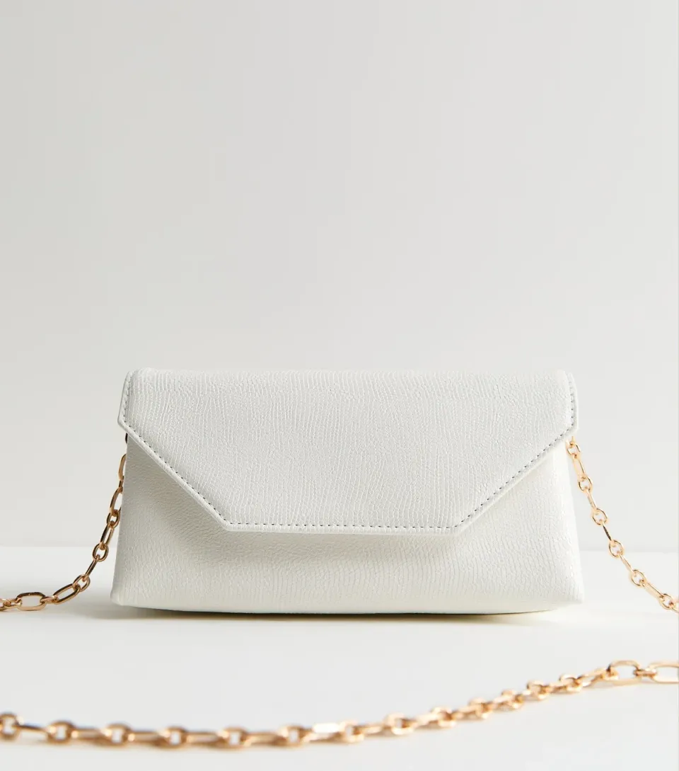 White Lizard Effect Faux Leather Clutch