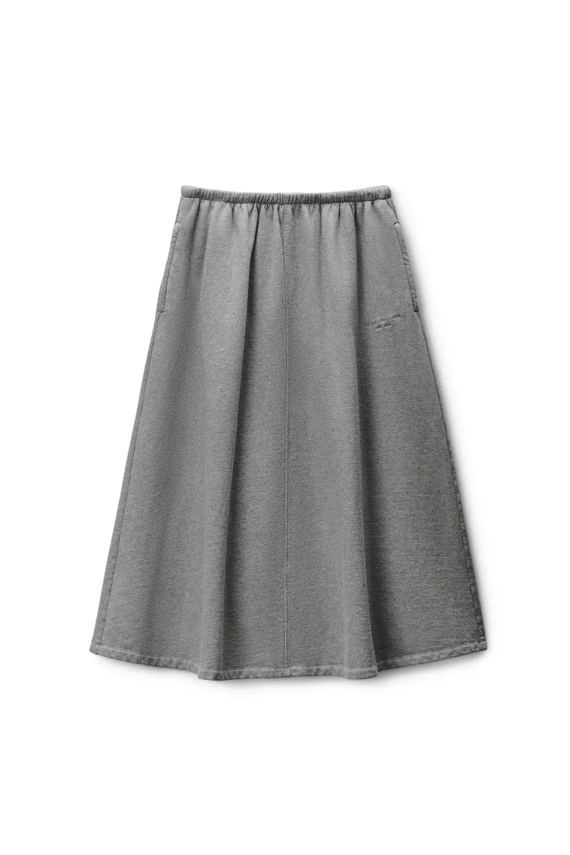 Low-Rise Midi Circle Skirt in Cotton Terry