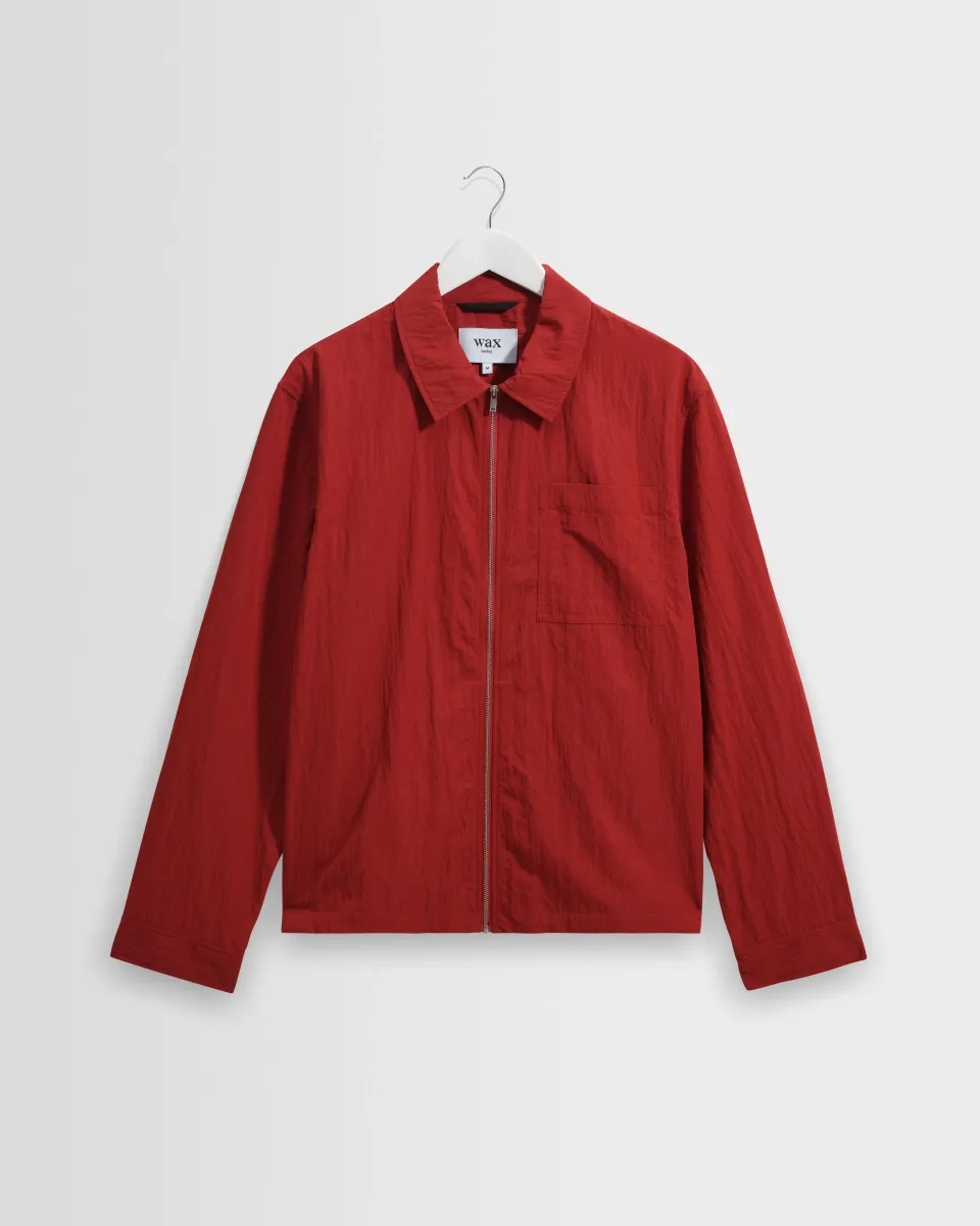 Lytton - Red Crinkle Nylon Overshirt