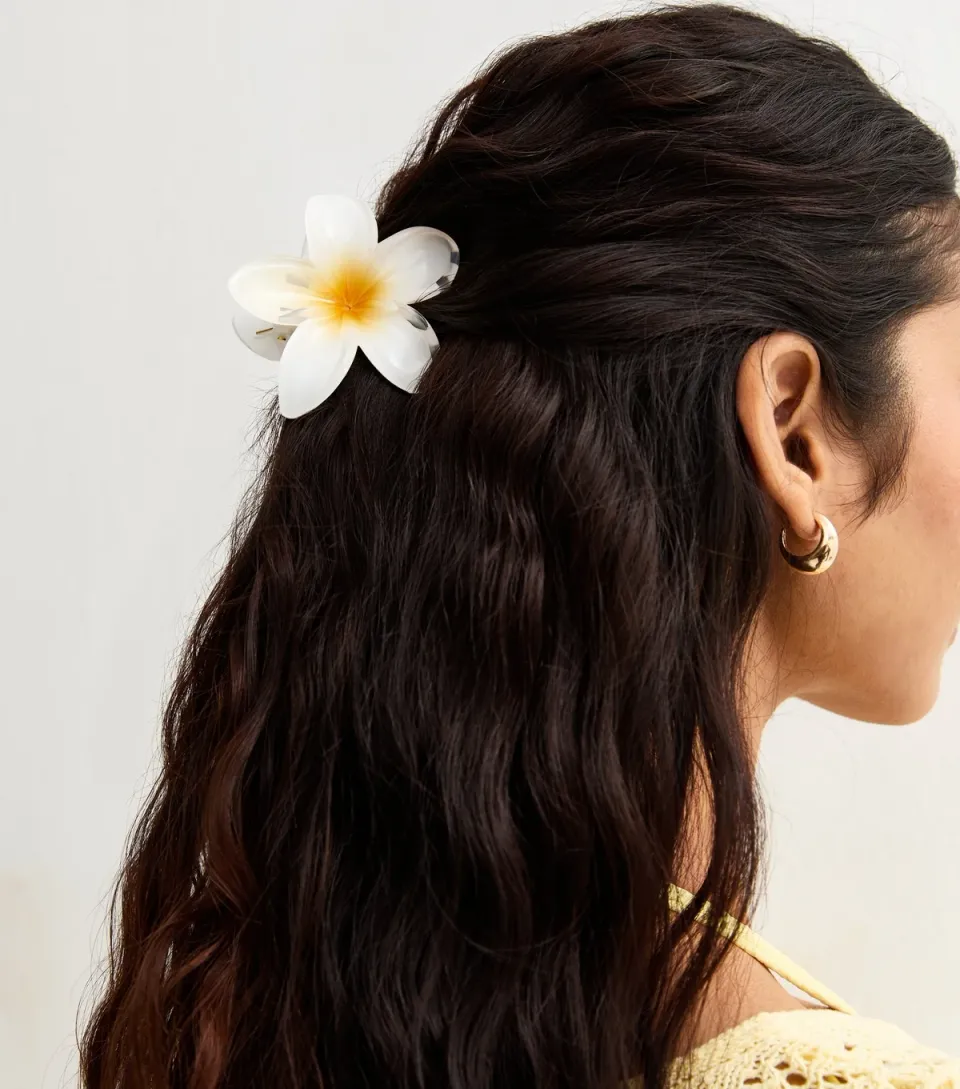 White Tropical Flower Hair Clip