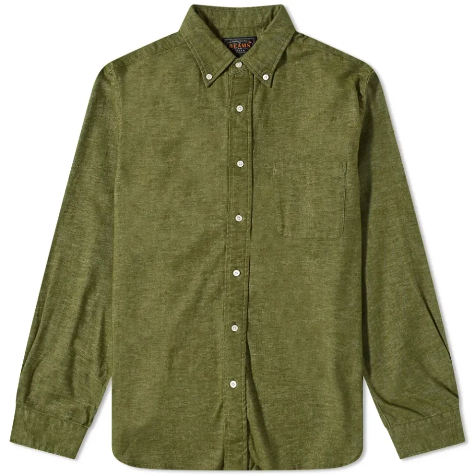 Button Down Solid Flannel Shirt