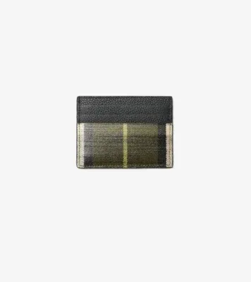 Tall Check Card Case in Thicket green
