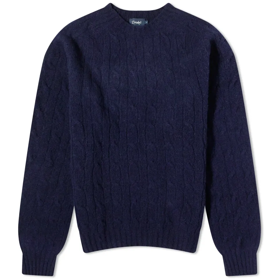 Brushed Shetland Cable Crew Knit