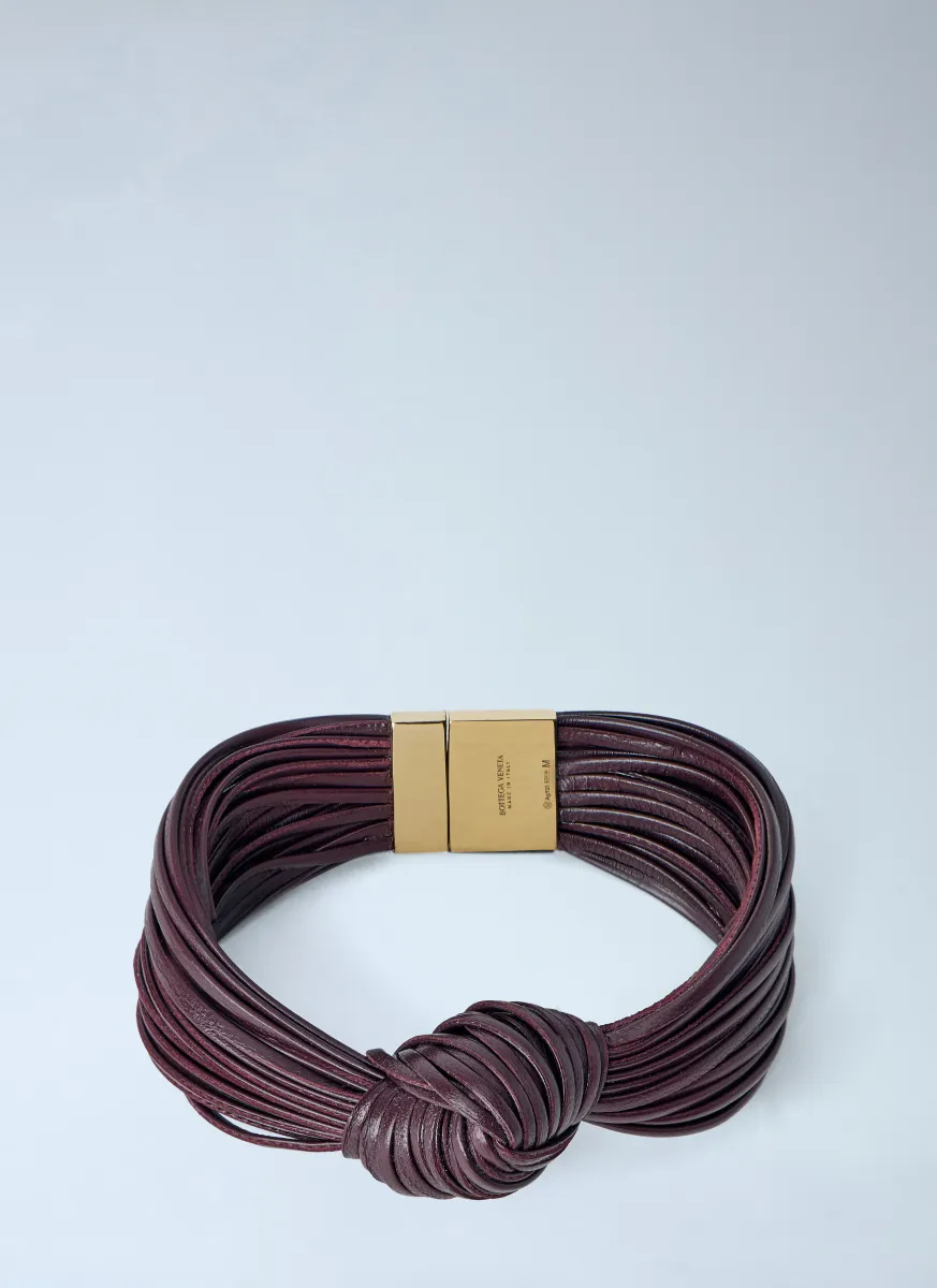 Interwoven Leather Bracelet with Gold-Tone Clasp