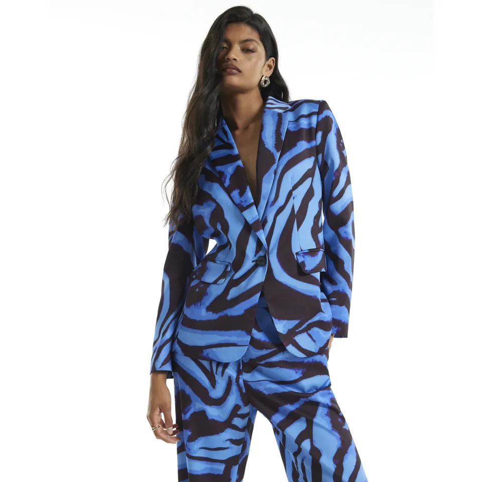 Zebra Print Satin Blazer
