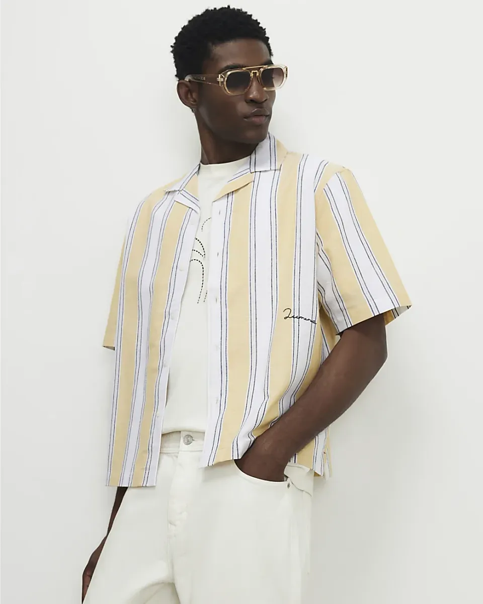 Regular Fit Linen Blend Stripe Shirt