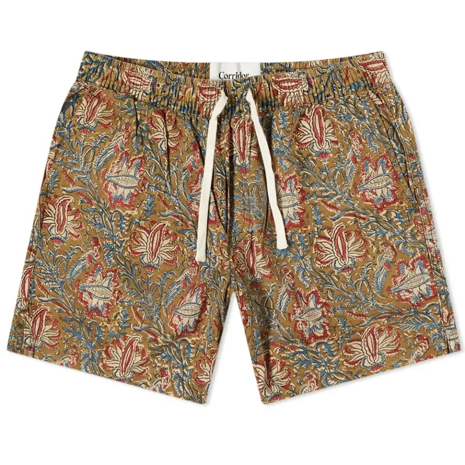 Handblock Paisley Drawstring Shorts