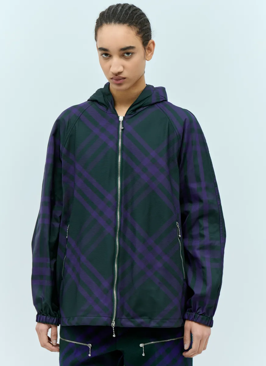 Check Nylon-Twill Windbreaker Jacket