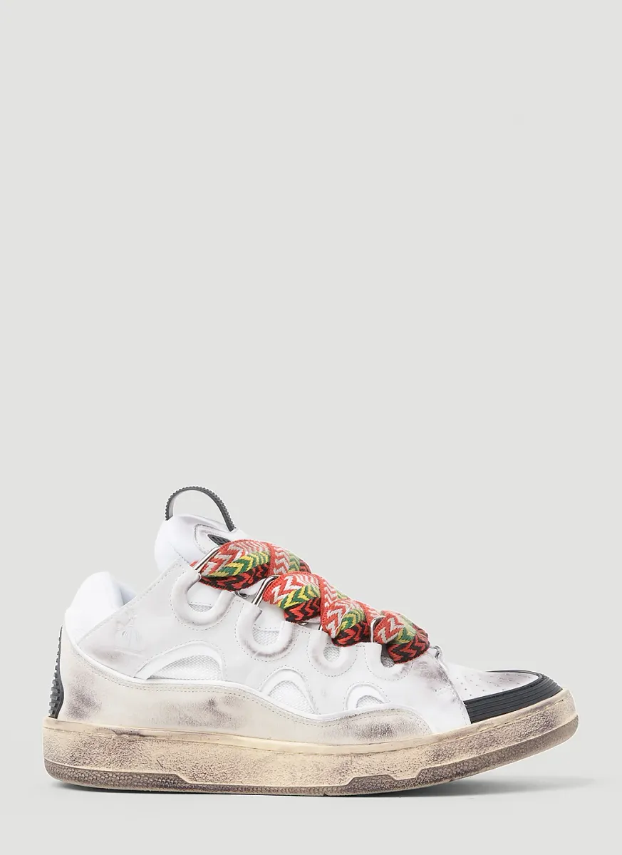 Curb Leather and Glitter Sneakers