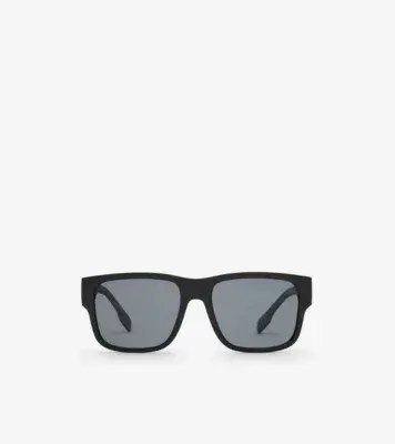 Logo Detail Square Frame Sunglasses in Black