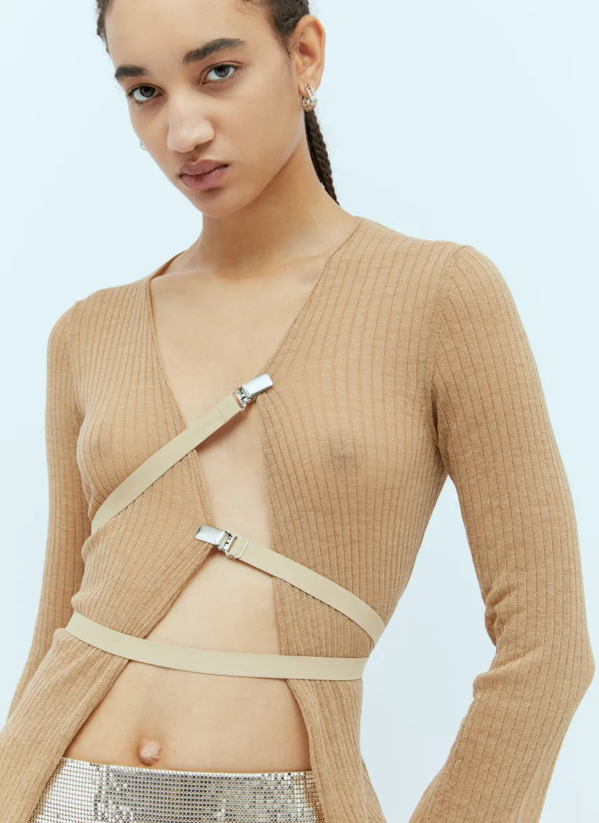 Wool-Blend Rib Knit Cardigan