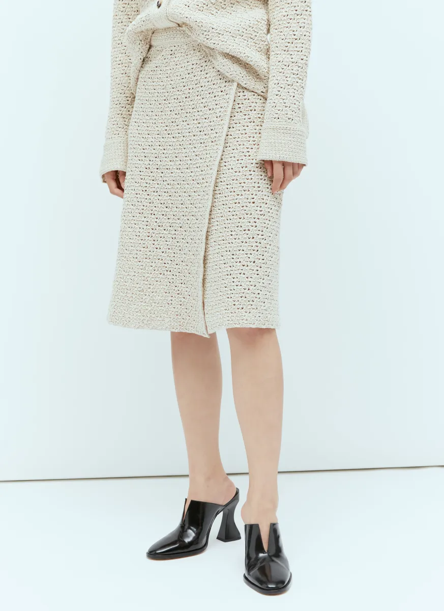 Textured Knit Wraparound Midi Skirt