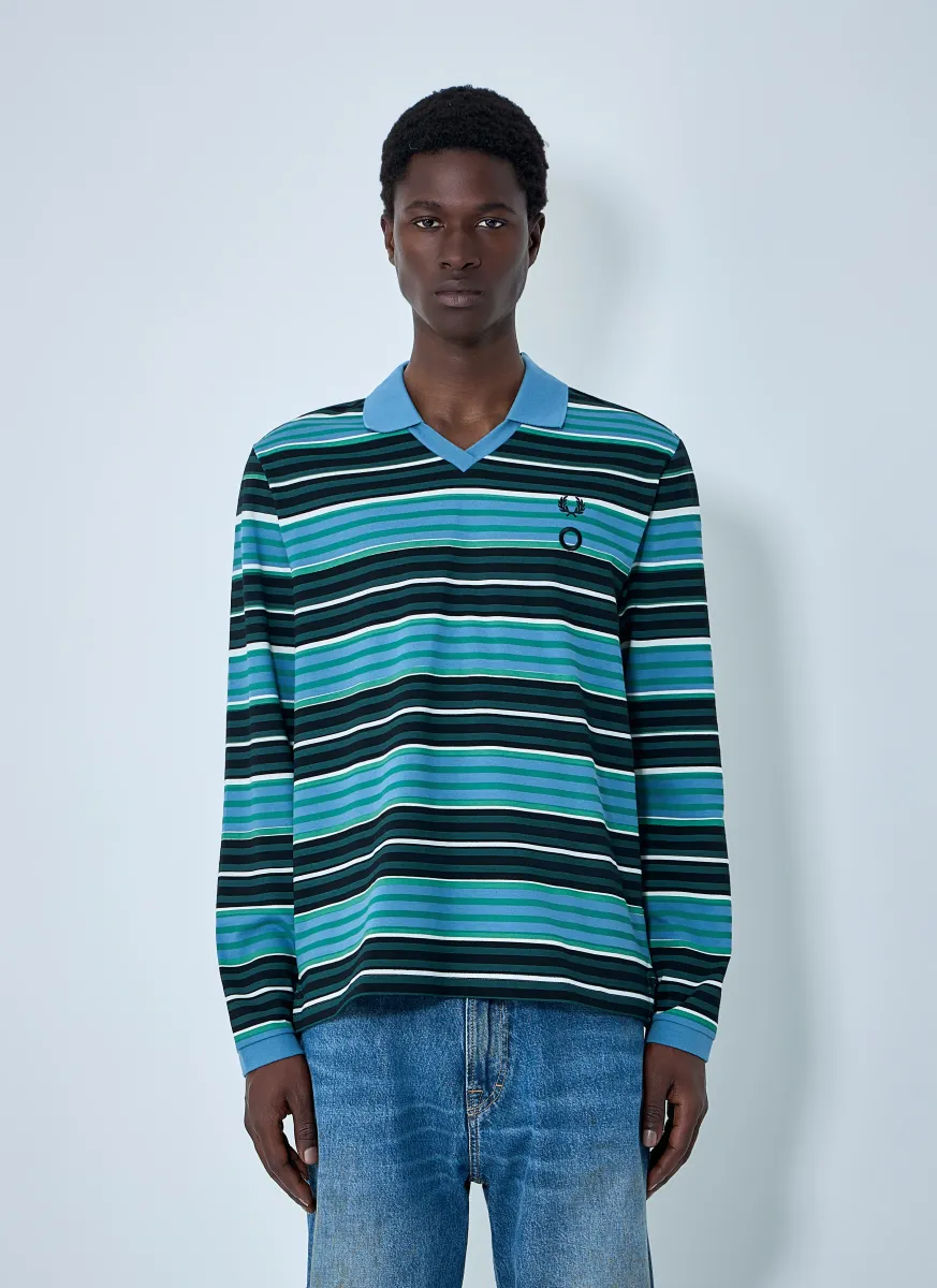 Striped Long-Sleeve Polo Shirt