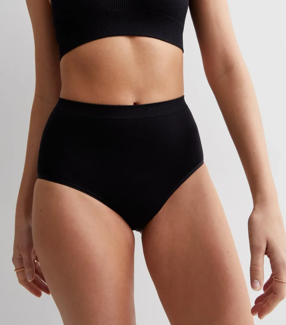 Women's Black High Waist Seamless Smoothing Brazilian Briefs