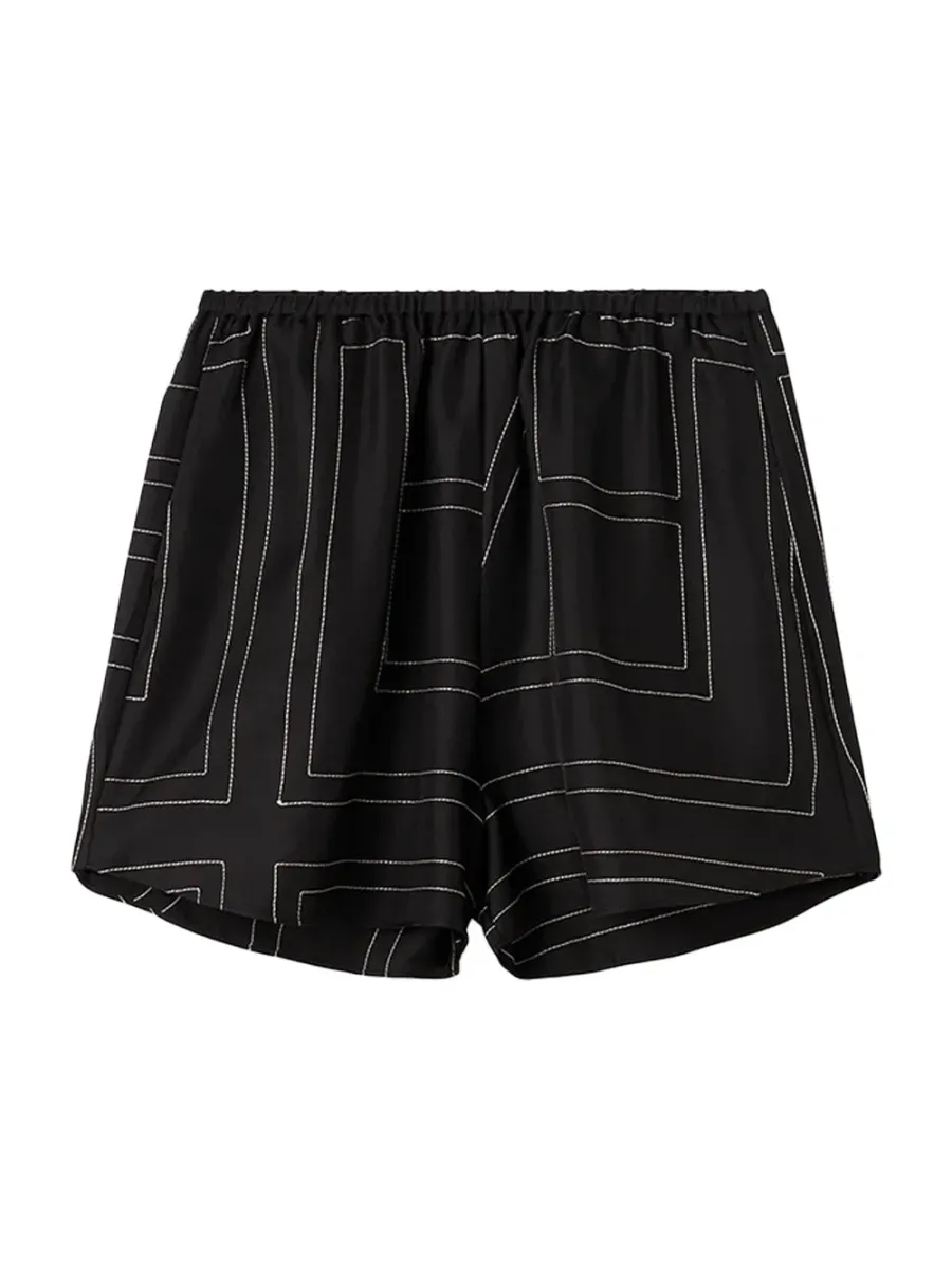 Monogram Silk Shorts Black