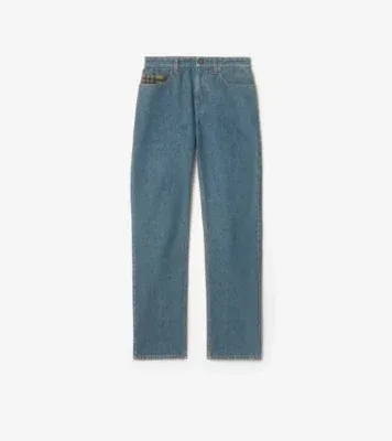Mid-rise Straight Jeans in Mid blue - Women, Cotton
