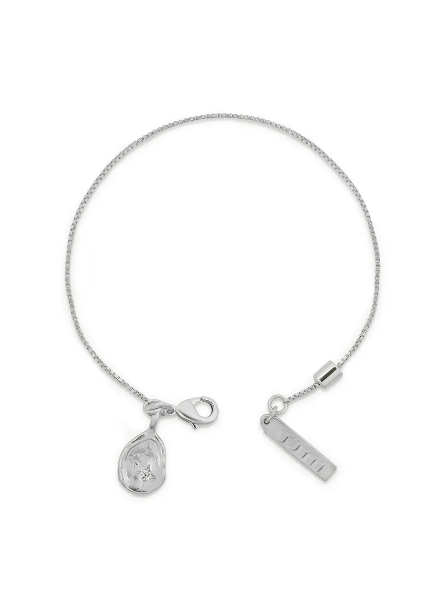 Silver-Plated Star Disc Drop Bracelet
