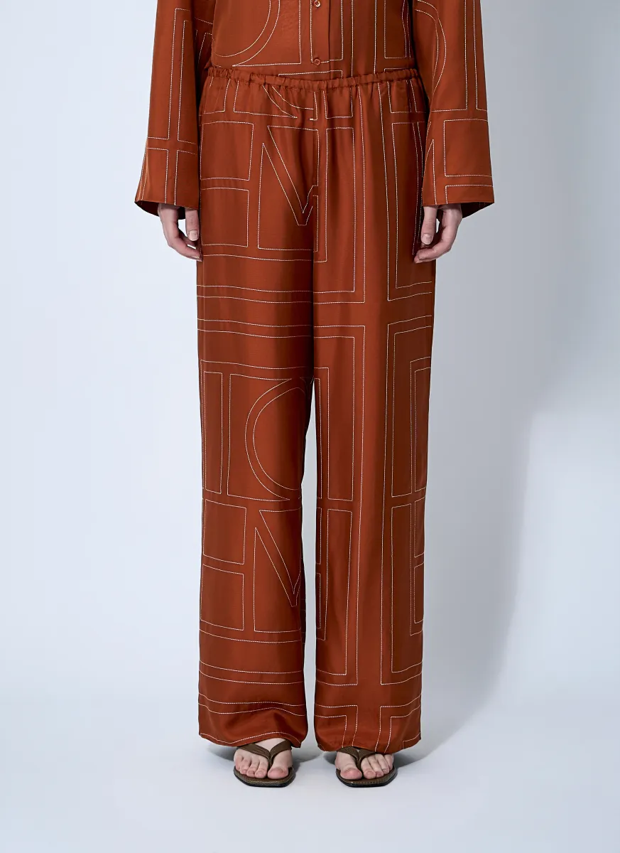 Monogram Silk Pants