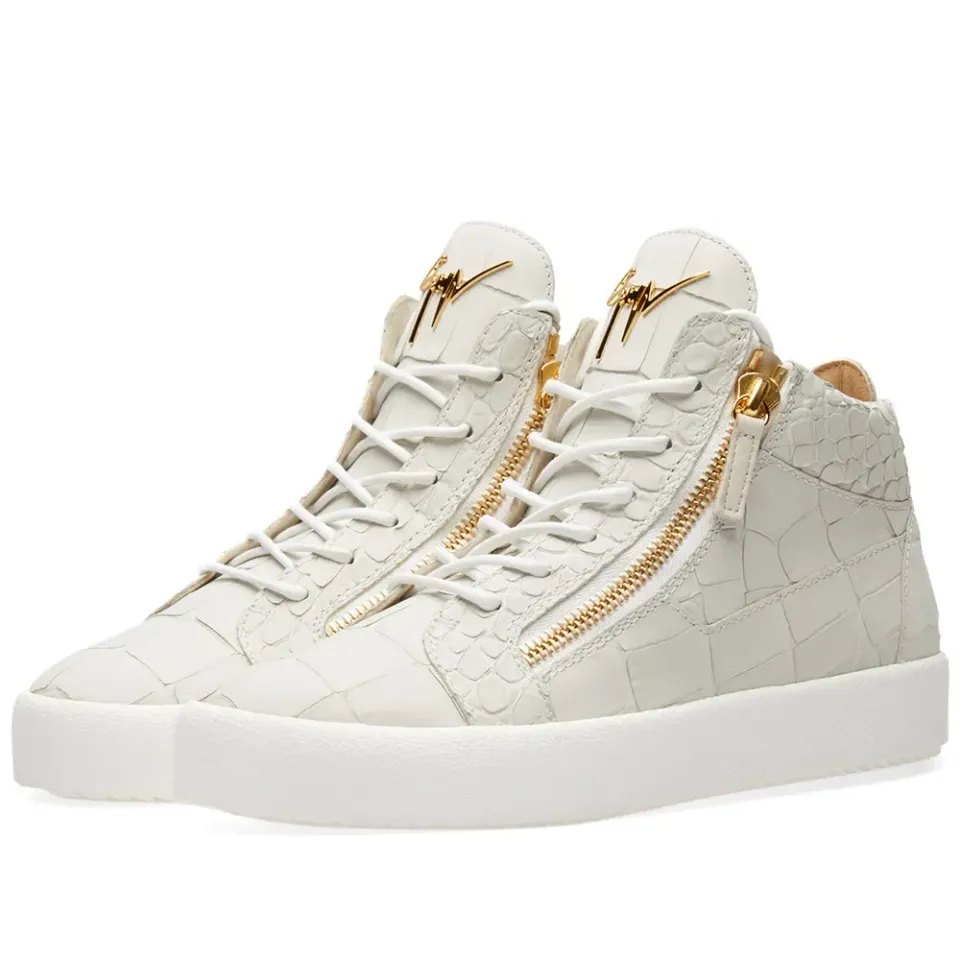 Leather Croc Double Zip Mid Sneaker