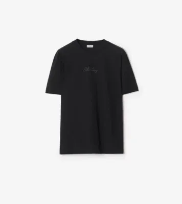 Check Cursive Logo Cotton T-shirt in Black