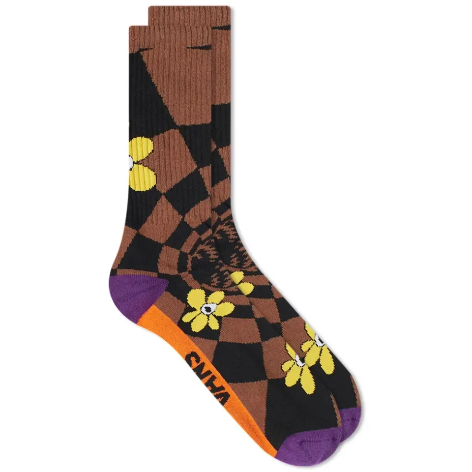 x PAM Spiral Checker Crew Sock