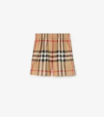 Check Cotton Shorts in Archive beige
