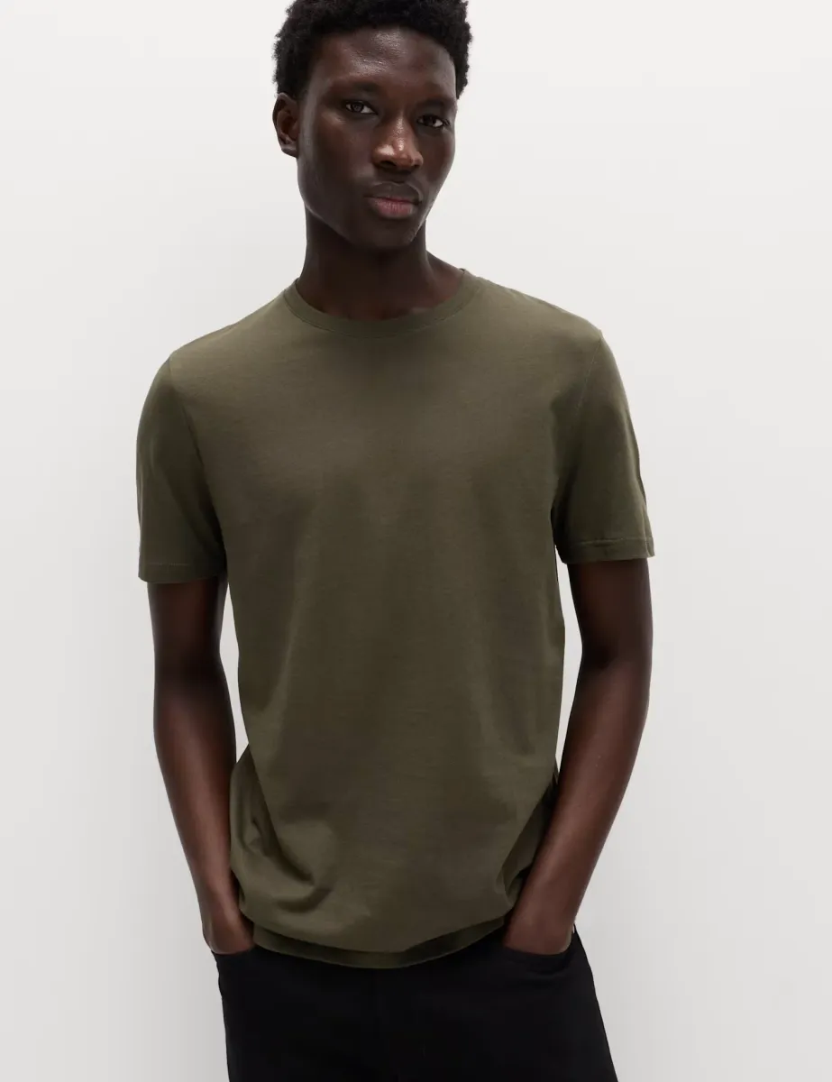 Pure Cotton Regular Fit Crew Neck T-Shirt Forest Green