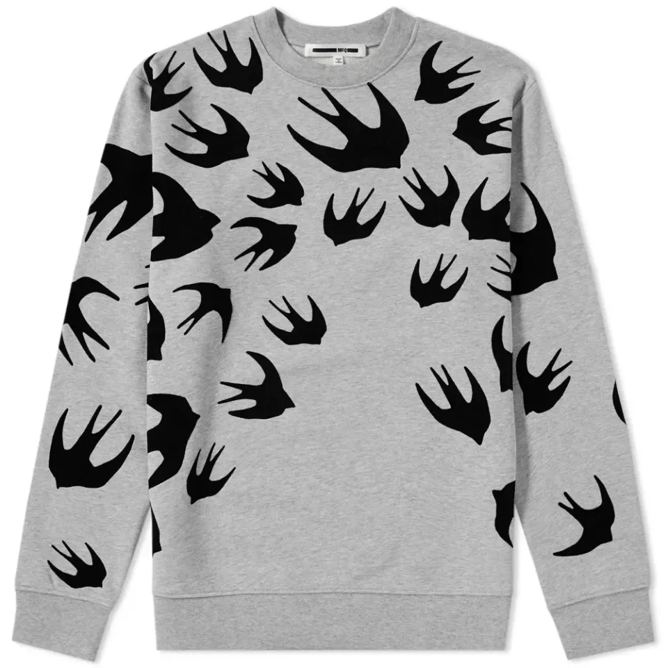 McQ Alexander McQueen Allover Swallow Print Crew Sweat