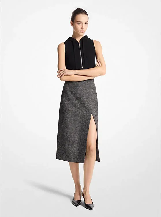 Jaspé Tweed Slit Skirt