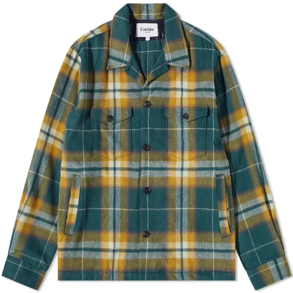 Ombre Plaid Military Jacket
