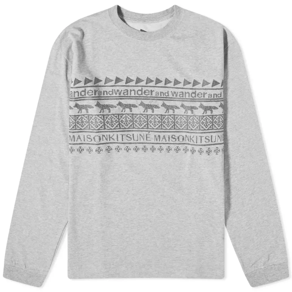 x Maison Kitsune Long Sleeve Nordic Border T-Shirt