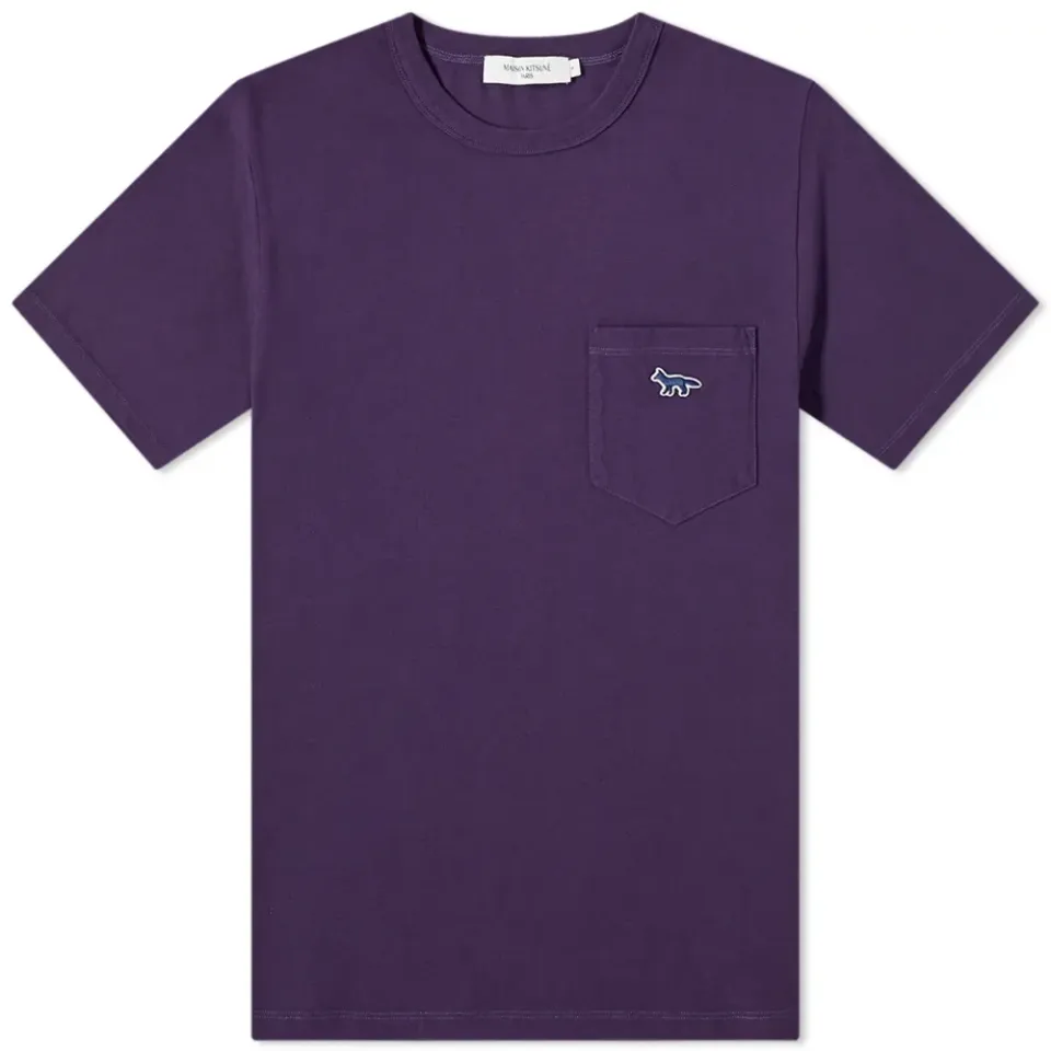Maison Kitsuné Navy Fox Patch Classic Pocket T-Shirt