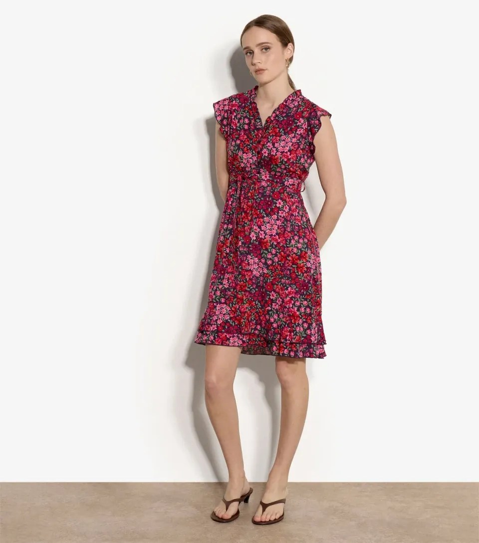 Women's Purple Floral Patchwork Mini Dress