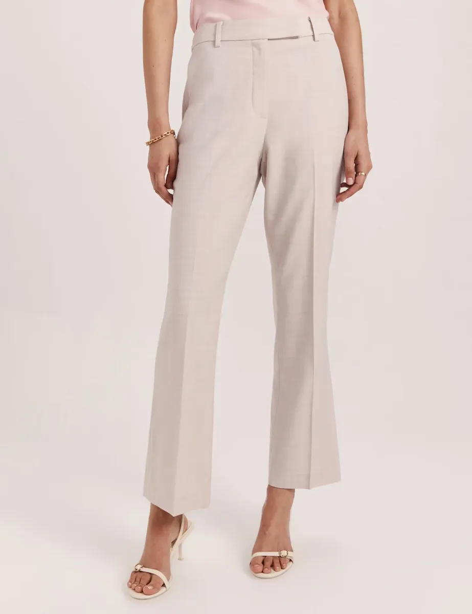 Wool Rich Straight Leg Cropped Trousers Oatmeal