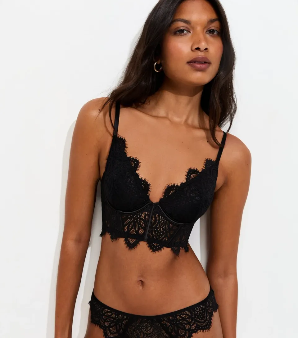 Women's Black Corset Lace Festival Bra