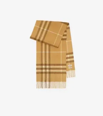 Check Cashmere Scarf in Finch beige