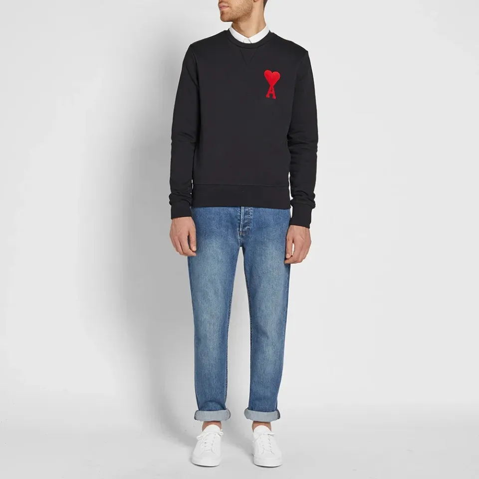 AMI Flocked Heart Logo Crew Sweat