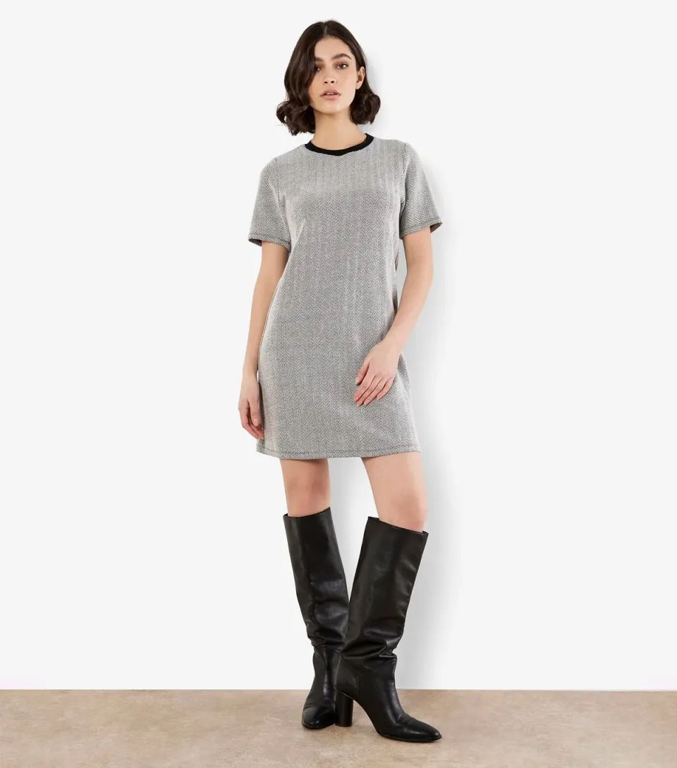 Women's Black Chevron Mini T-Shirt Dress