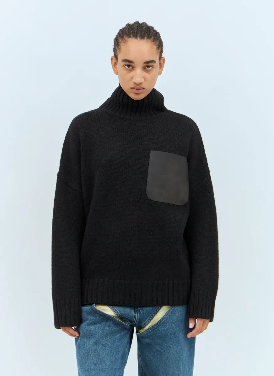 Leather Patch Pocket Sweater