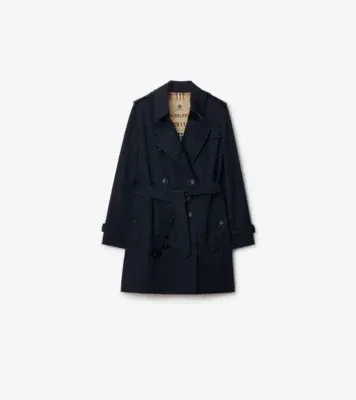 Short Kensington Heritage Trench Coat in Coal blue - Women, Cotton Gabardine