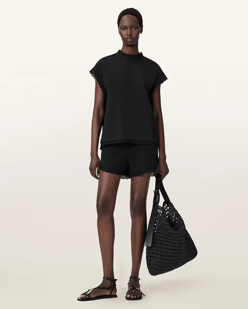 Lele Straight Fit Lace Trim Shorts