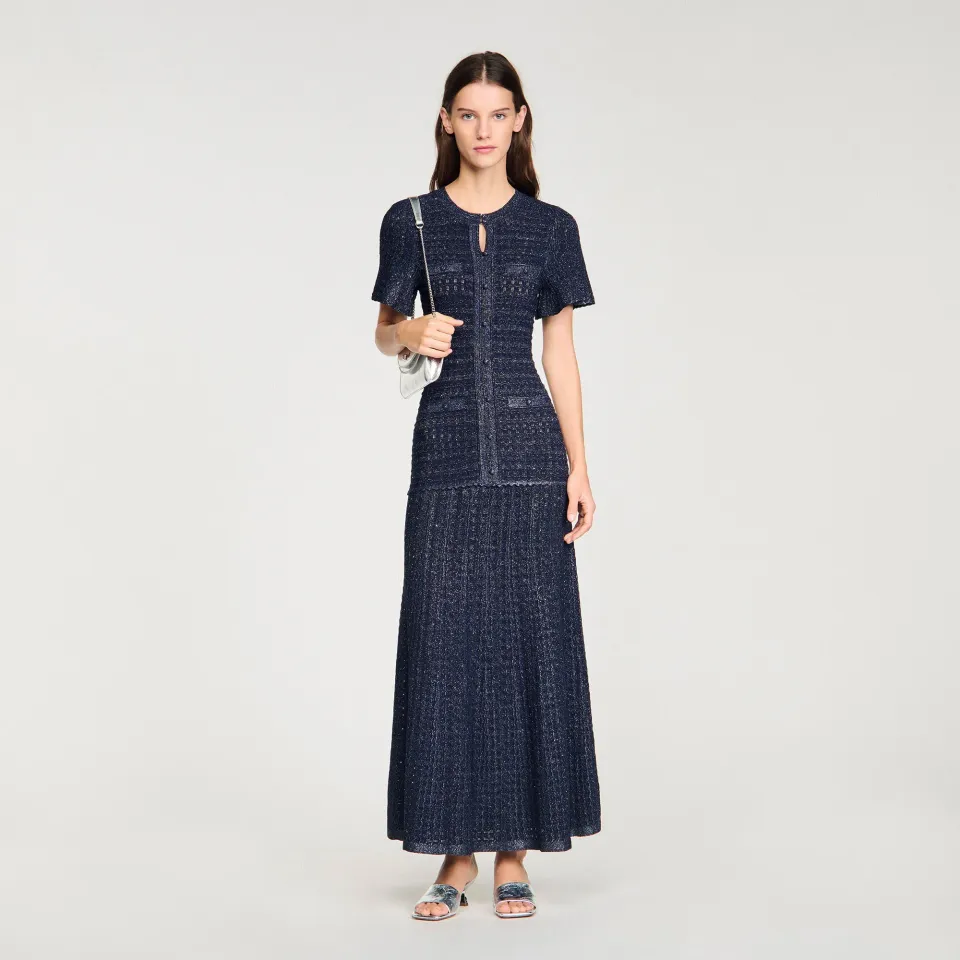 Rhinestone knit maxi dress