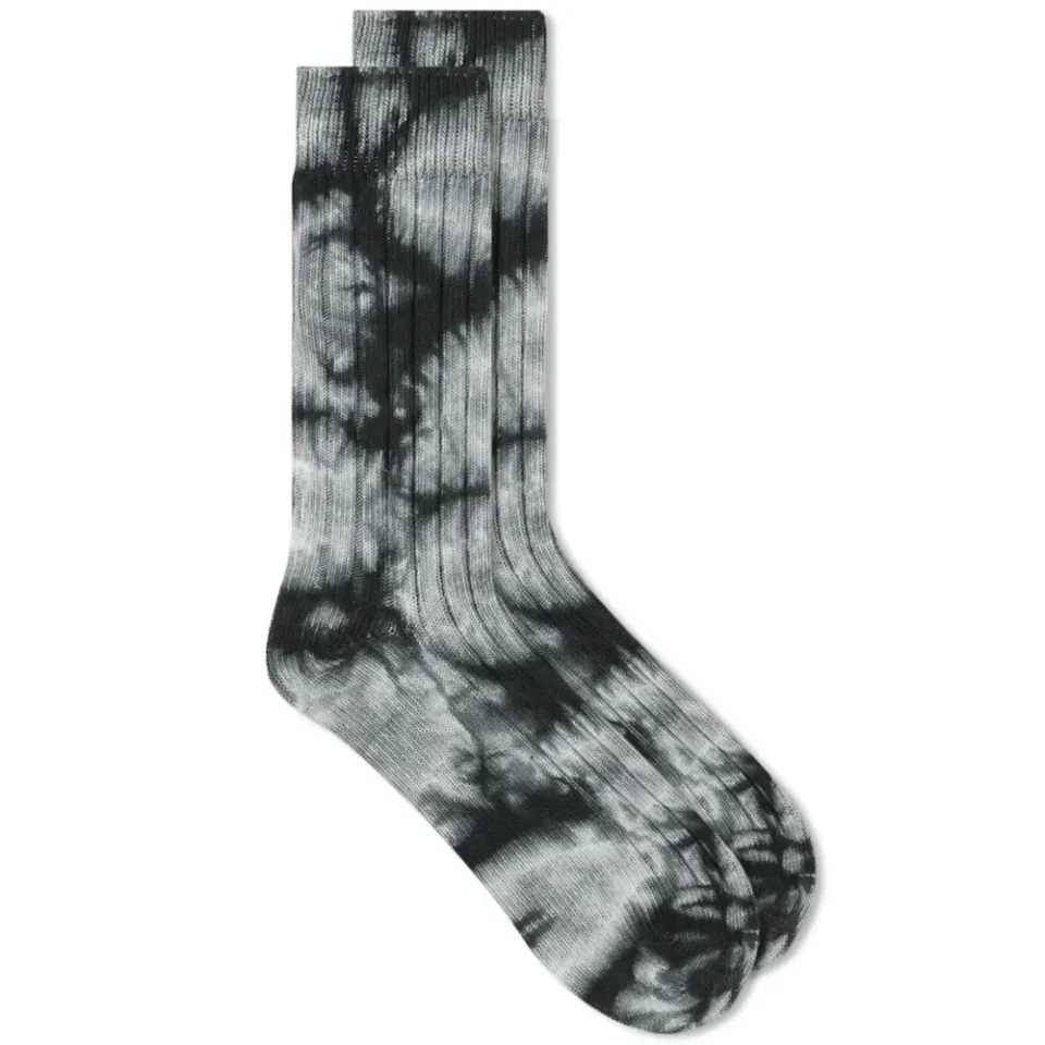 Dyed Ribbed Crew Socks